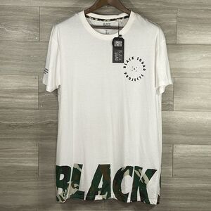 Black Squad Projects Shirt Tee Mens XL Long Camo Logo 1992 White Short Sleeve